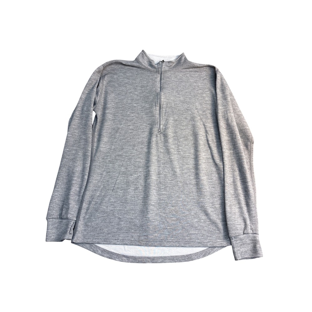 LL Bean Mens Quarter Zip Pullover Gray Heathered Thumbhole Med-Tall 0 XD09